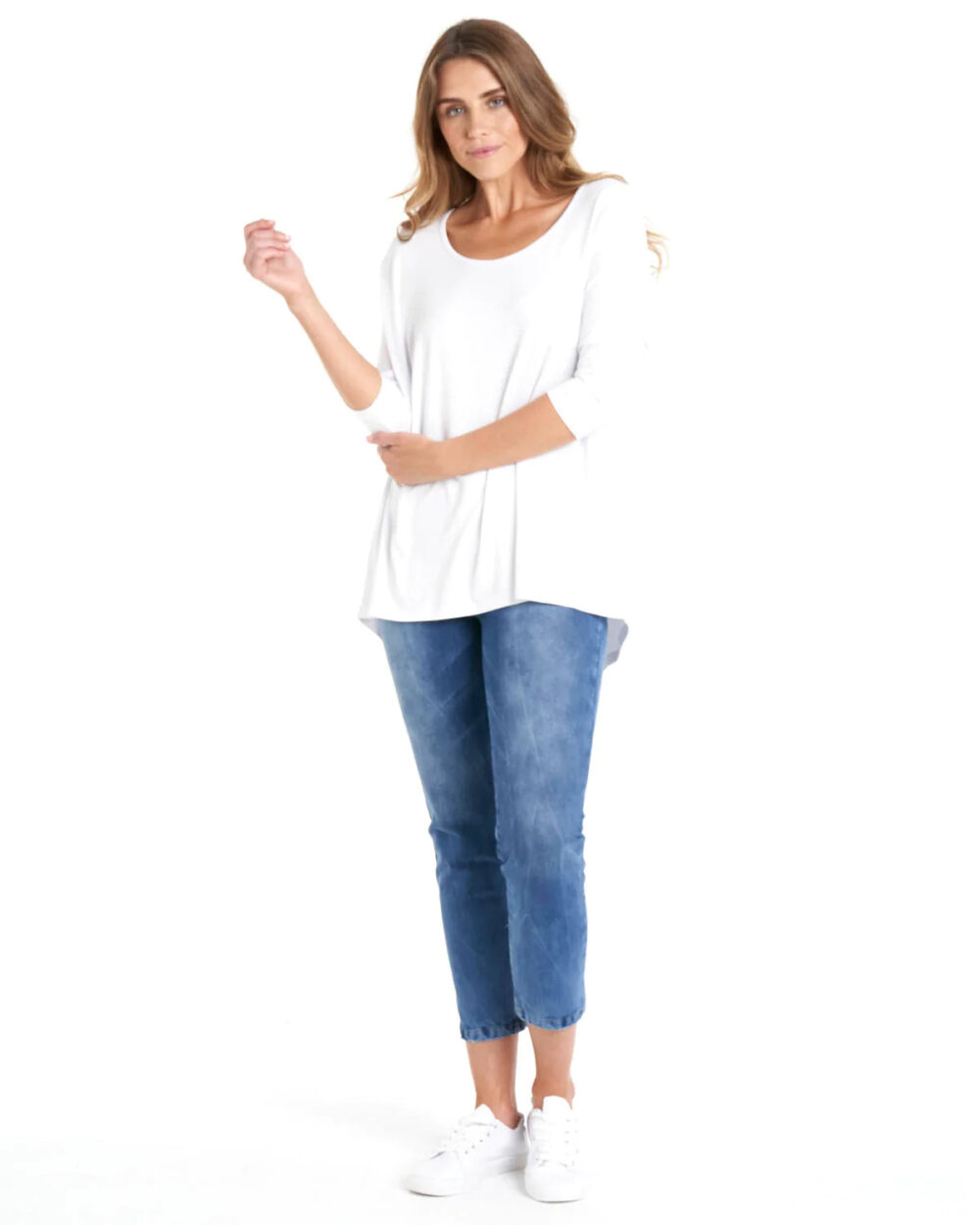 Milan 3/4 Sleeve Top - White - Image 3